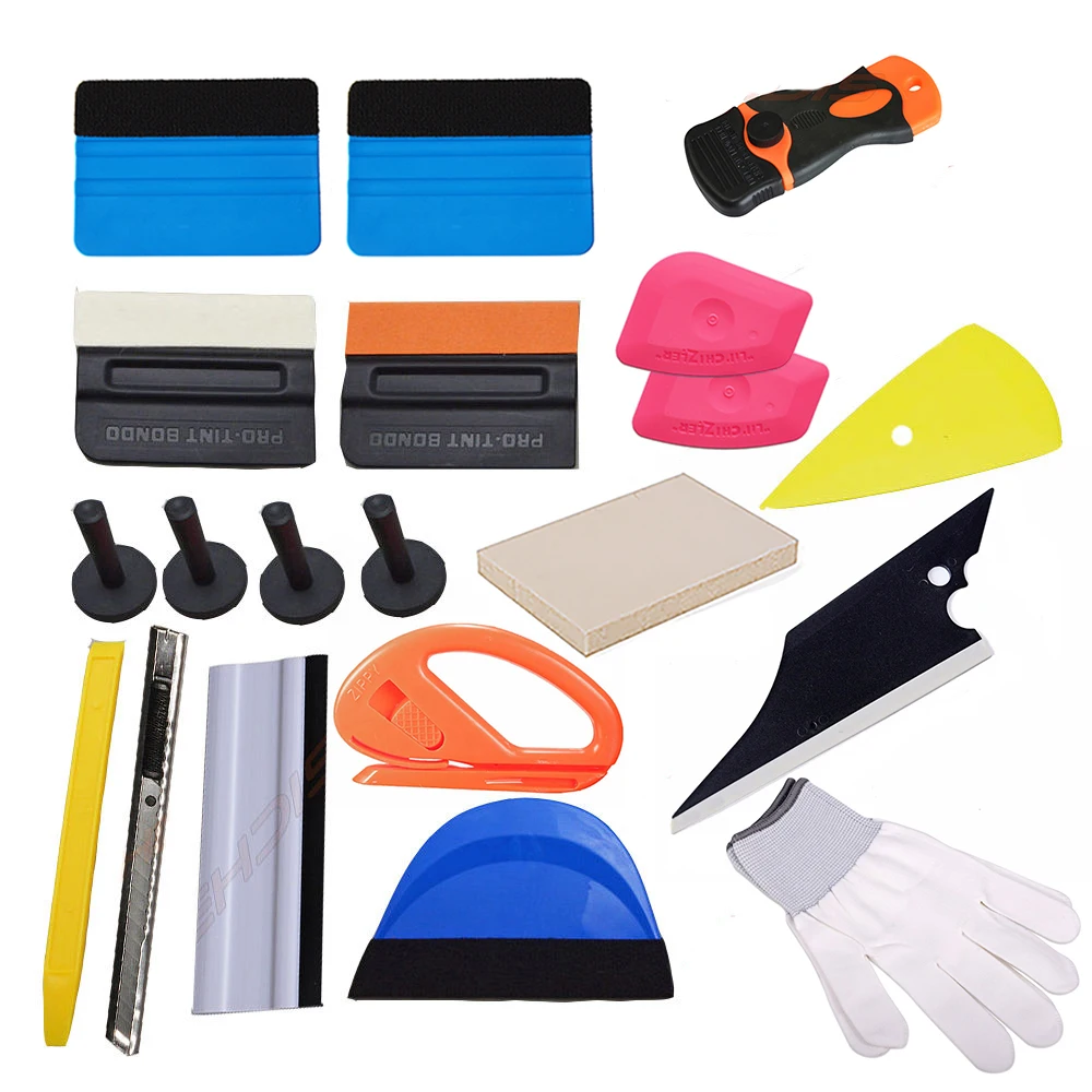 

EHDIS Professional Car Styling Tools Kit Film Wrap Application Squeegee 20pcs Ice Scraper Auto Car Window Stickers Cover Scraper