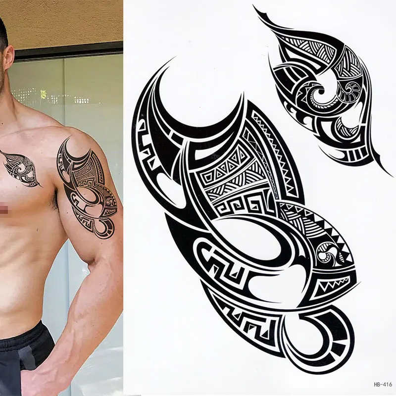 Трайбл Инь Ян временная татуировка, маори, черный, мужской, женский, наклейка Татуировка рука - Цвет: HB416