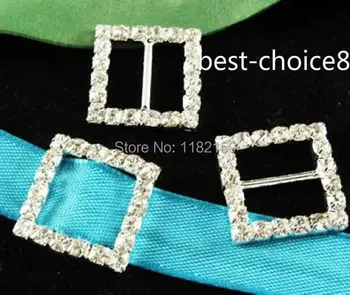 

free of charge20pcs 20mm Square Rhinestone Buckle Diamante Ribbon Slider Slide HOT