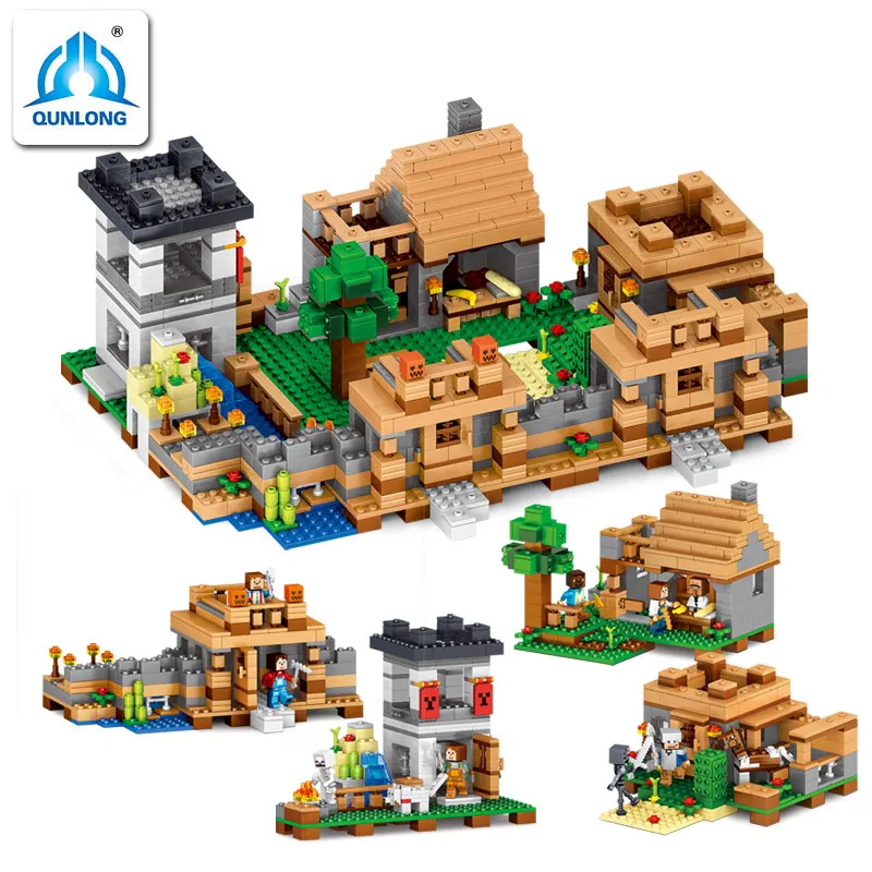 

0512 QUNLONG building blocks MY WORLD baby gift toy 4 in 1 small town plastic block toy self-locking bricks 1221pcs wholesale
