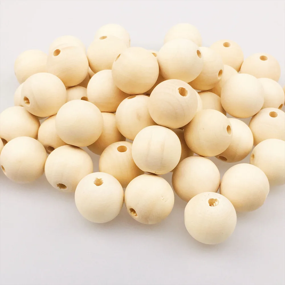 

5-500pcs Round Natural Color Wooden Beads DIY Accessories 4-40mm Loose Spacer Ball Wood Beads For Jewelry Making