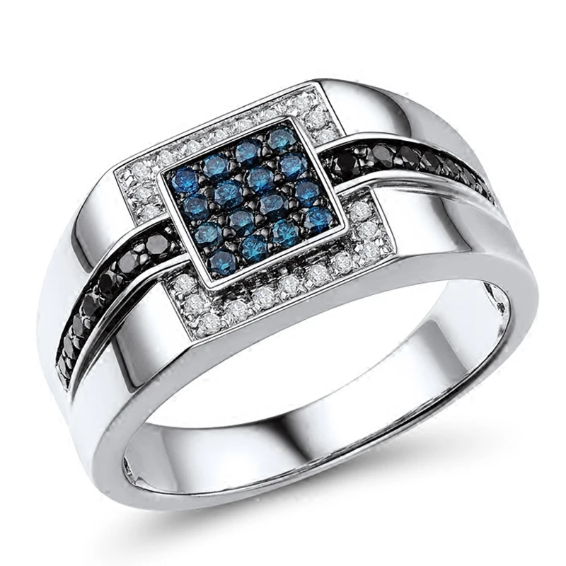 unique tri colored diamond stronge man pave ring 14k white gold sapphire black diamond power mens engagement wedding ring band - Black Diamond Wedding Ring unique tri colored diamond stronge man pave ring 14k white gold sapphire black diamond power mens engagement wedding ring band - Black Diamond Wedding Ring