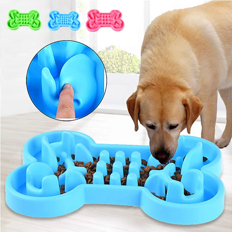 Pet Dog Cat Interactive Slow Food Bowl Durable Silicone Anti-Slip Anti-Gulping Dog Feeder Dishes For Feeding Large Dog Bowls
