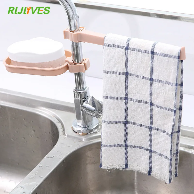 

Sink Hanging Storage Rack Storage Holder Sponge Bathroom Kitchen Faucet Clip Dish Cloth Clip Shelf Drain Dry Towel Organizer