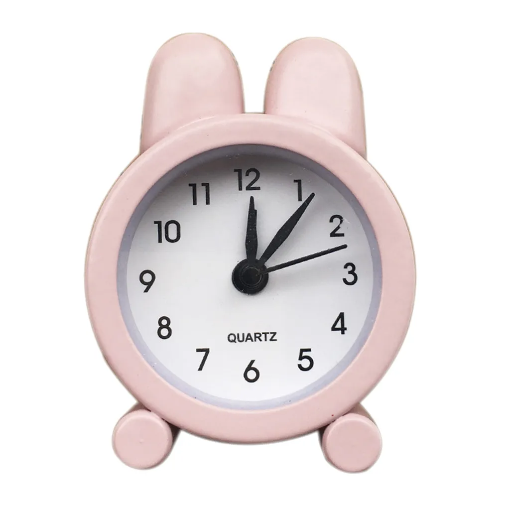 

Solid Cute Rabbit Little Metal Alarm Clock Lovely Table Watch For Student Metal Desk Clock Gift for Children Kids Friends