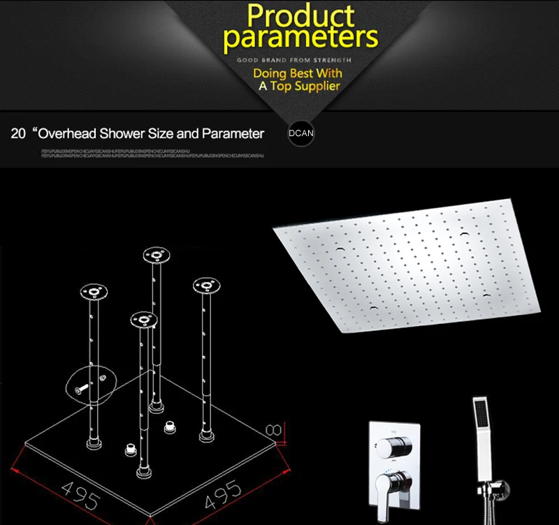 Bathroom  LED Shower Set 20 Embedded Box Ceiling Rain Shower Sets Rainfall 3 Jets Concealed SUS304 Panel Bath & Shower Faucets (14)