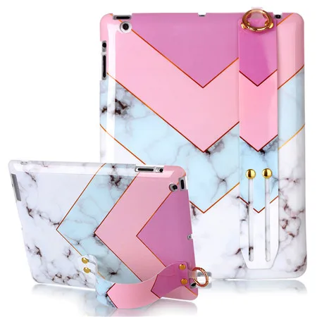 Мраморный ТПУ чехол для iPad 2 iPad 3 iPad 4 Чехол funda планшет для iPad 4 9,7 дюймов модный детский силиконовый чехол-подставка+ ремешок для рук - Цвет: 12