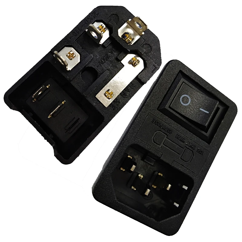 IEC320 C14 AC 250 В/10A Разъем питания с держателем предохранителя черный 2Pin