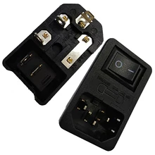 IEC320 C14 AC 250 В/10A Разъем питания с держателем предохранителя черный