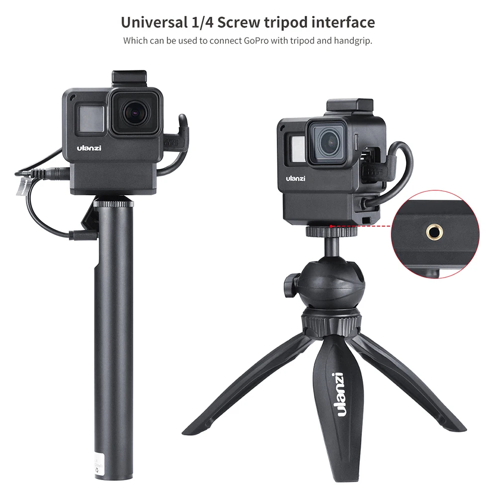 ULANZI V2 Pro GoPro Vlogging чехол Корпус клетка Рамка w микрофон Холодный башмак кронштейн+ 52 мм ND фильтр Кольцо адаптер для GoPro 7/6/5