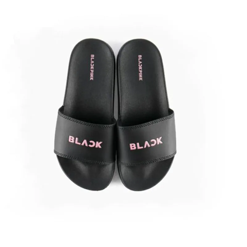 

New Kpop BLACKPINK IN YOUR AREA SLIPPER Summer Shoes Letters Printed Sandals