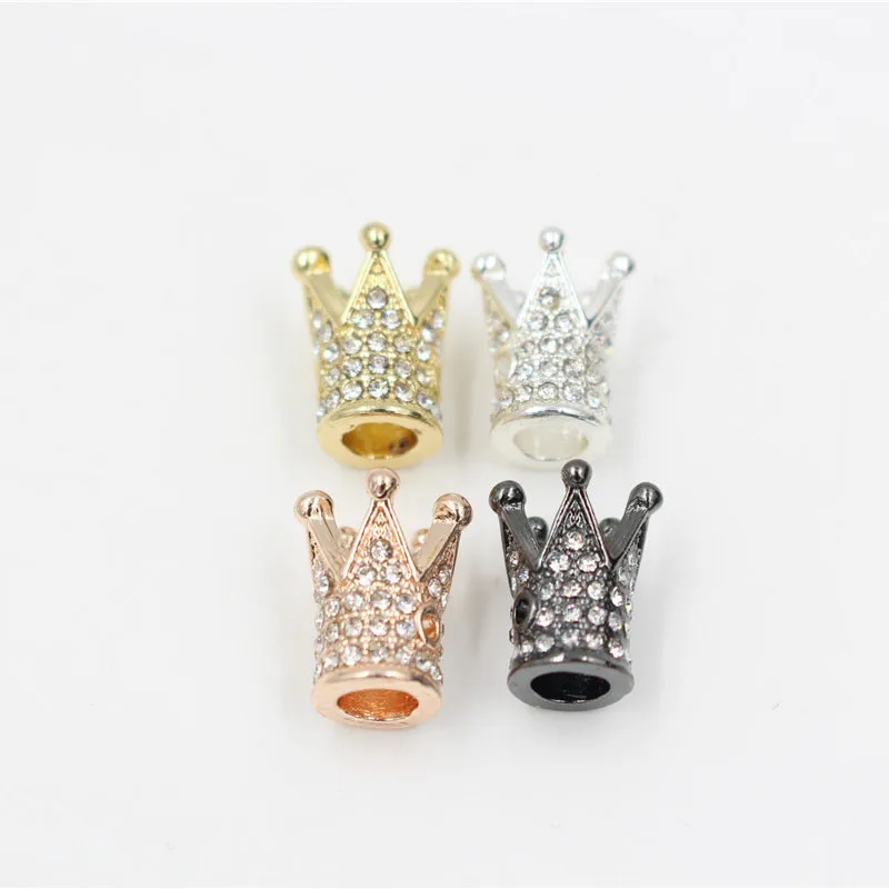 

Fashion Metal Brass Micro-Inlay Crystal Geometric Crown Leopard Round Beads Jewelry Accessories Making DIY Bracelet Unisex