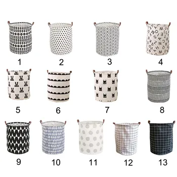 

Storage Bucket With Handles Canvas Printing PE Waterproof Kids Toys Storages Barrel Home Washing Clothes Basket 40*50cm Sale