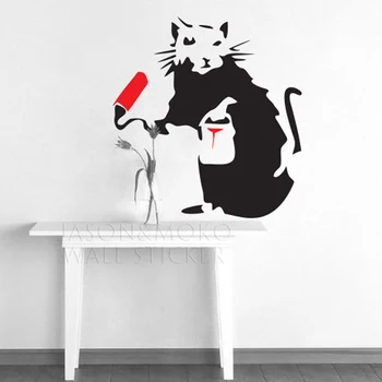 

Creative Banksy Painting Rat Mouse Animal Vinyl Wall Stickers Mural Decal Wallpaper Mirror Art Room Home Decoration 60x64cm Xmas