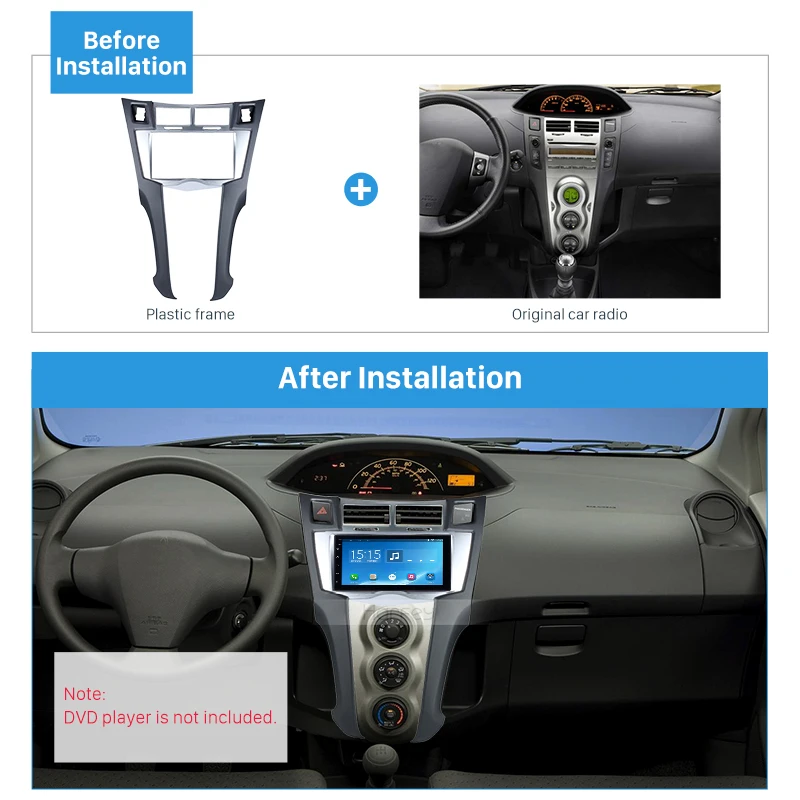 Harfey Car Radio Fascia Для Toyota Yaris Vitz Platz 2005 2006 2007 2008 2009 2010 2011 Комплект обшивки крышки 178*100 мм