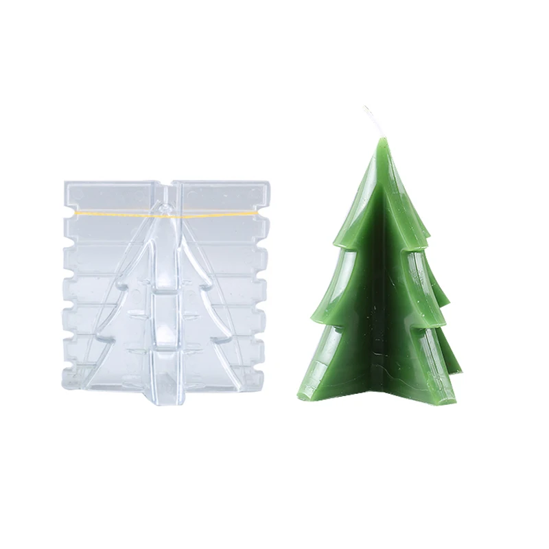 1pcs Cross Shape Christmas Tree Candle Plastic Mould DIY Manual Mold Reusable for candles soap cakes chocolate jelly molds