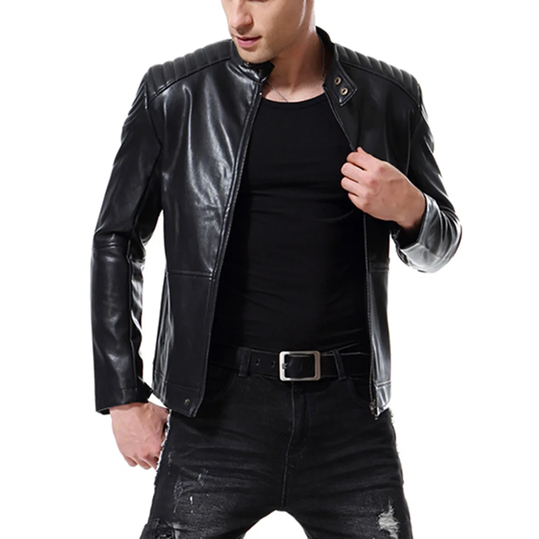 2019 Autumn New Brand Large Size Men's Clothing Stand Collar Trend Washed PU Leather Jacket Casual Leather Jacket 2019 Autumn New Brand Large Size Men's Clothing Stand Collar Trend Washed PU Leather Jacket Casual Leather Jacket