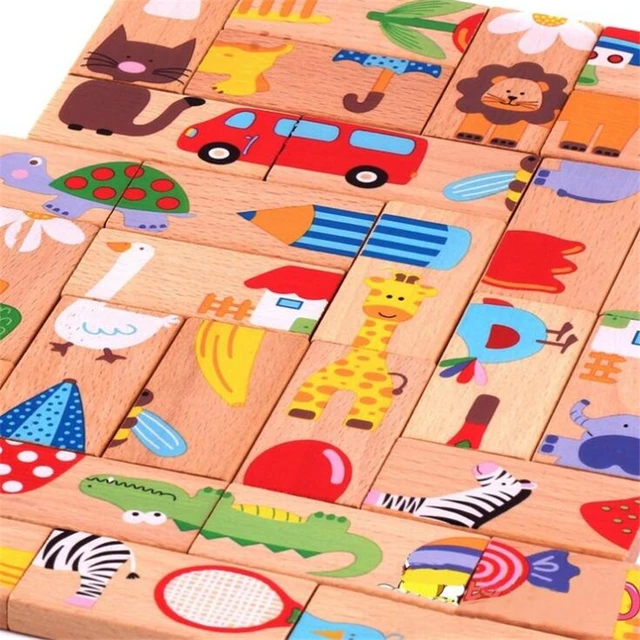 28pcs/set Animal Solitaire Puzzle Toy Kids Domino Child Toy Blocks Standard Domino Wooden Early Educational Childhood Toys Games 3