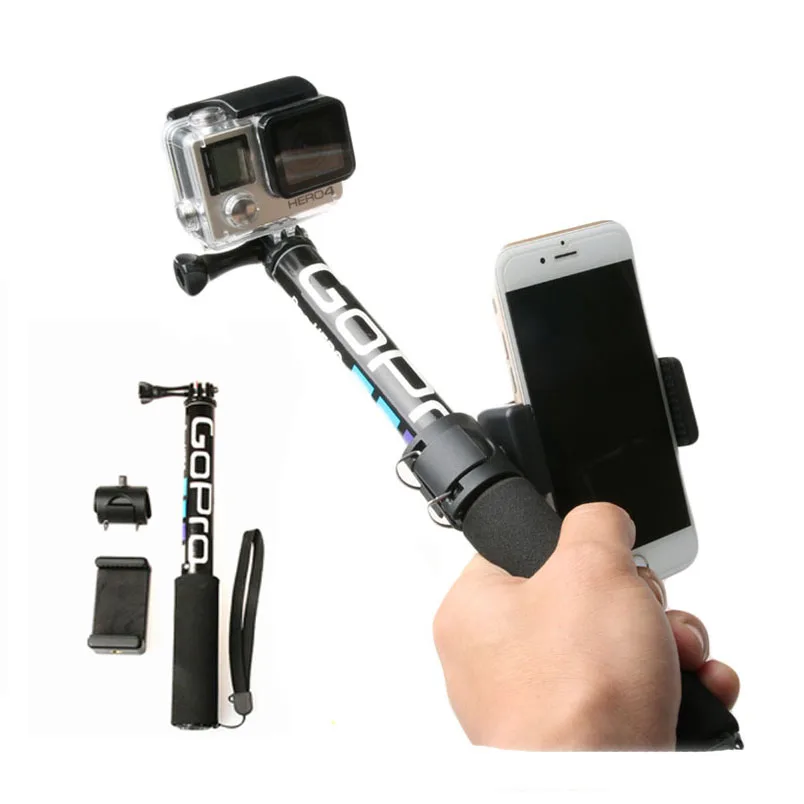 

Self Selfie Stick Handheld Extendable Pole Monopod Phone Holder Adapter for Go Pro HERO 8 7 6 5 4 Xiaomi YI 4K Lite SJCAM SJ5000