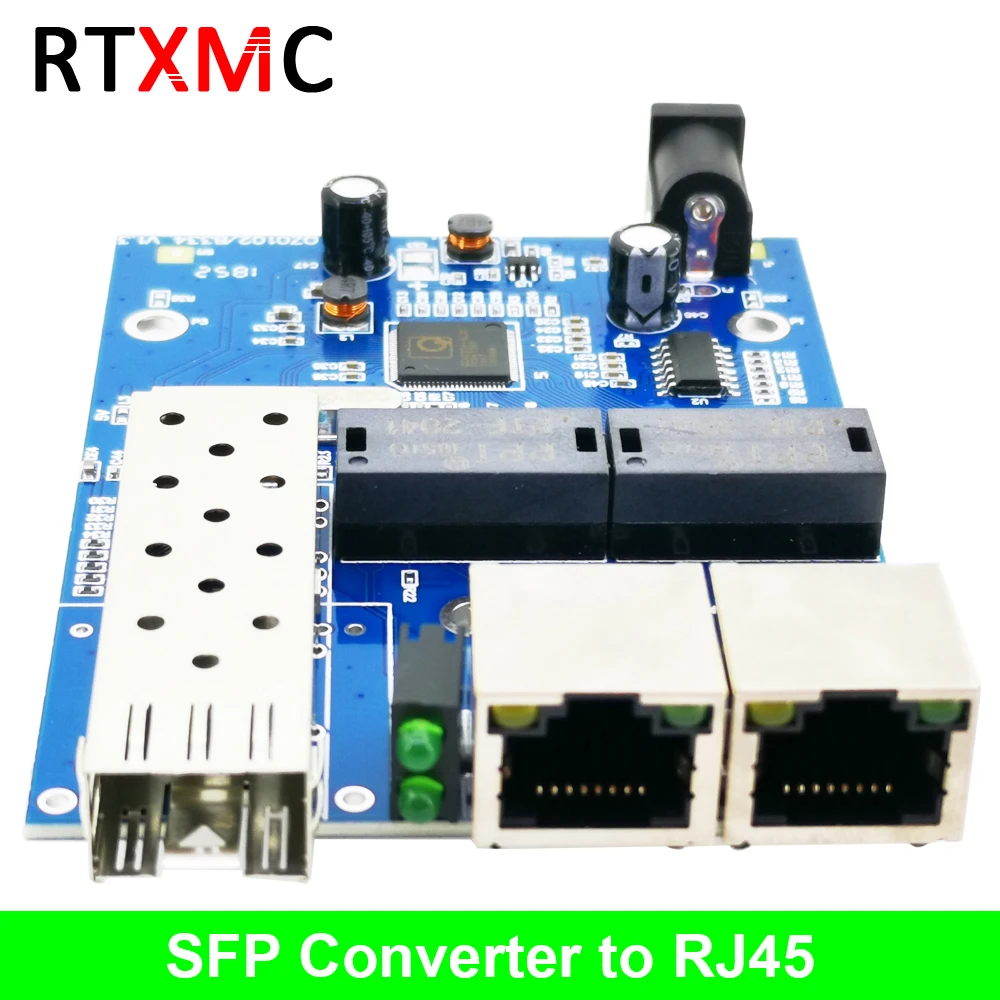 

1SFP2RJ45 Fiber Media Converter to RJ45 Gigabit Media Converter 10/100/1000M Ethernet Converter Transceiver fiber optical switch