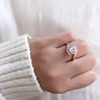 Double Fair New Fashion Design Rose Gold Color Big Zircon Crystal Stone Bend Rings For Women Engagement Jewelry Gift DFR389M ► Photo 2/6
