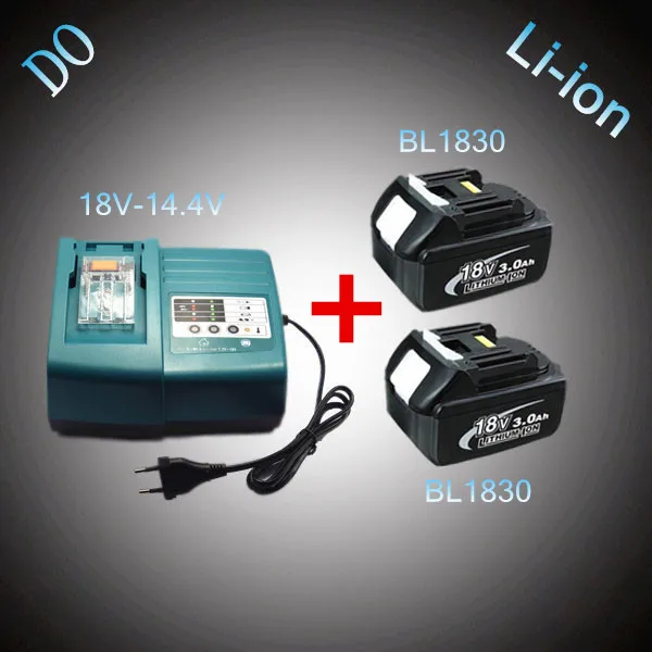 

2PCS Rechargeable 3000mAh Lithium Ion 18V BL1830 with Power Tool Battery Charger Replacement for Makita 18 Volt DC18RC DC18RA