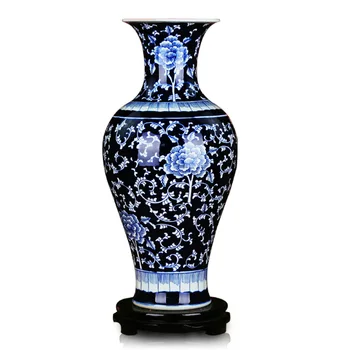 

Jingdezhen Ceramic Hand Painted Blue And White Porcelain Fish Tail Landing Large Vase Modern Fashion Home Furnishings Wholesale