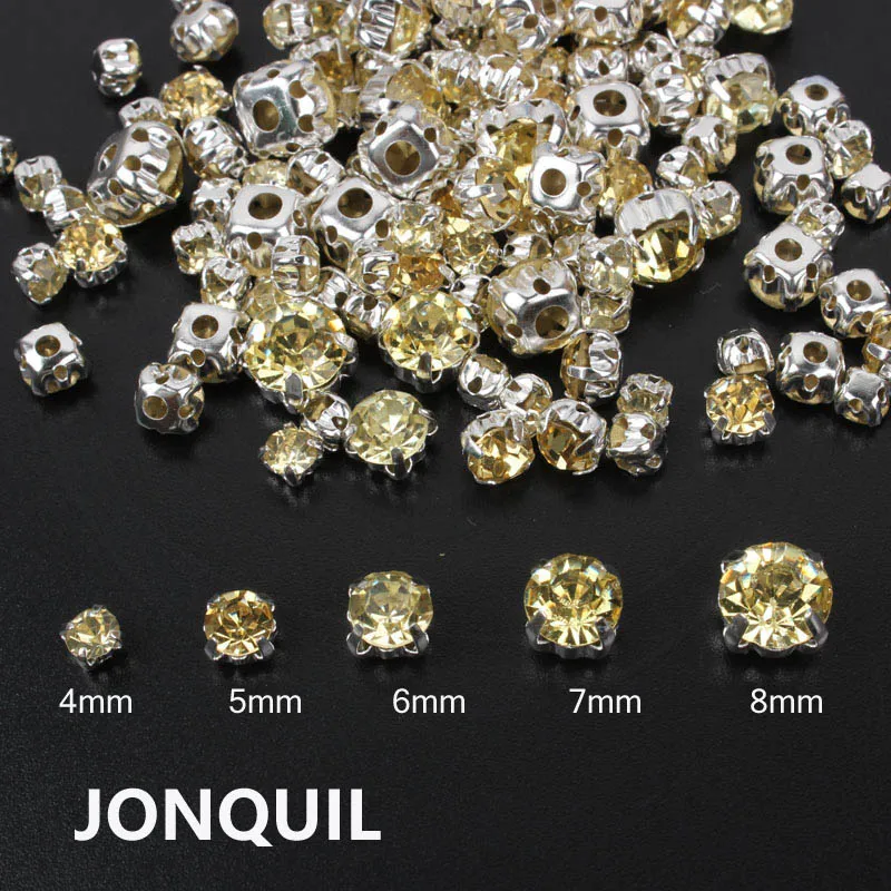 Лучшие продажи, пришивные стразы, смешанные размеры, 4-8 мм, 120 шт, Серебряные Камни с кристаллами, аксессуары для шитья одежды - Цвет: Silver   Jonquil