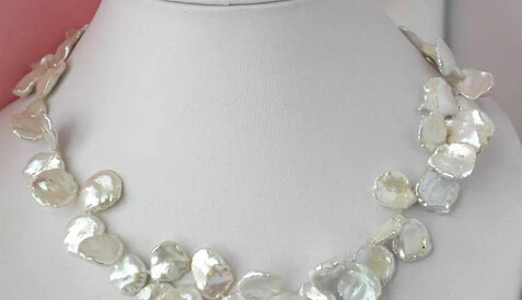 

Jewelr 005536 NATURAL 18" baroque white keshi reborn pearl necklace