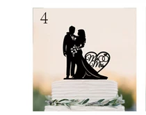 Свадебный торт Топпер силуэт Жених и невеста с "Mr& Mrs" акриловый Топпер для торта - Цвет: 4