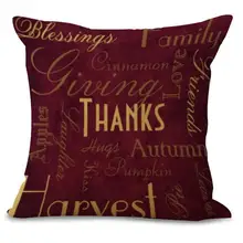 Factory Supply American Style Cartoon Thanksgiving Turkey Stamp Cotton Linen Throw Pillow Sofa Driver Seat Cushion