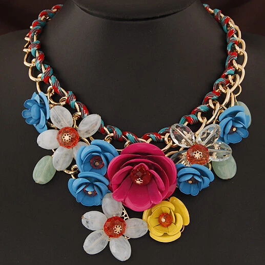 

SBY1033 Fashion Elegent chain Chokers chunky big statement Chunky flower Short necklaces Fine Hot Jewelry For Beauty Ladies Girl