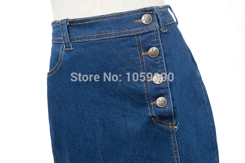 Горячая распродажа высокое качество Yidora новинка Горячая женская синяя джинсовая юбка длиной до лодыжки боковые разрезы Высокая талия с кнопками