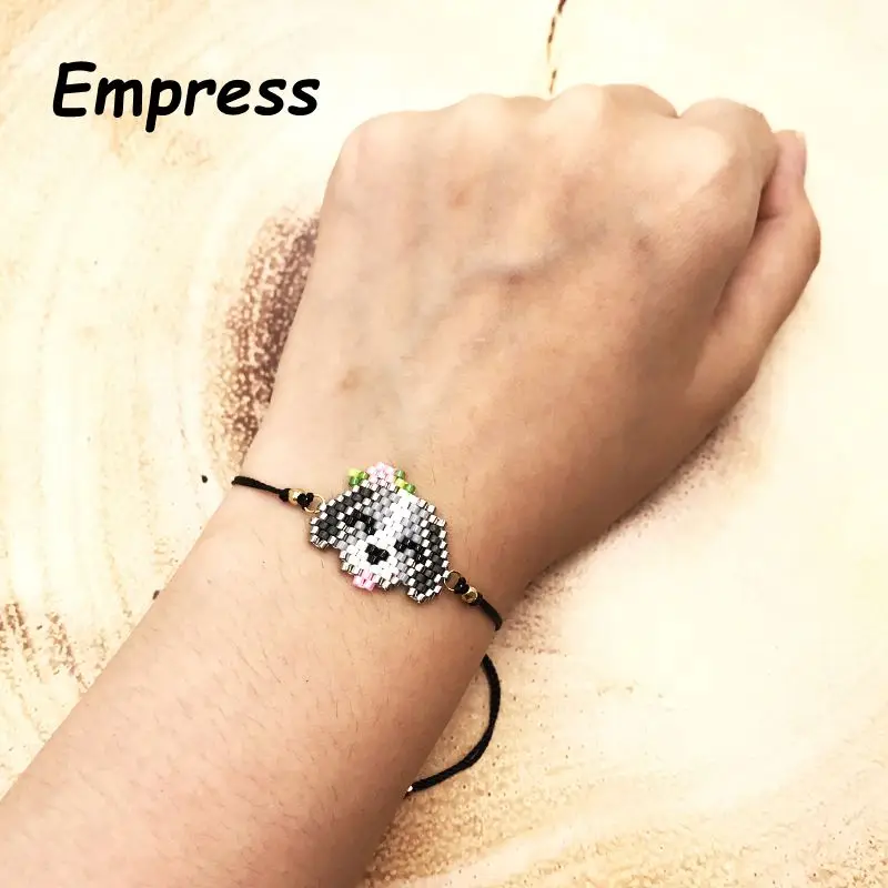 

2018 Empress New Fashion Woman Cute Animals Dog Boho Charm Bangles Crystal Bracelets Imported Glass Miyuki Beads Rope Adjustable