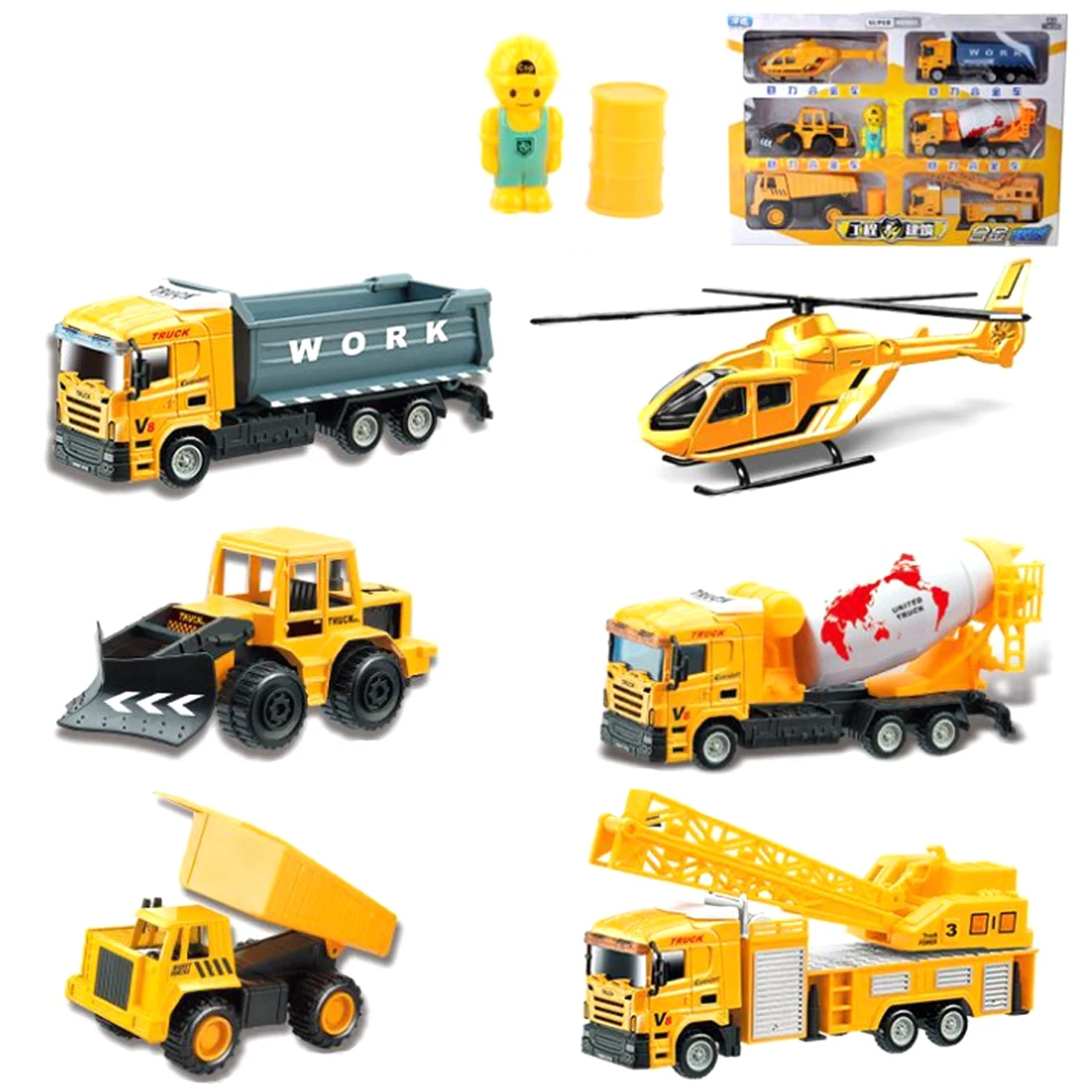 

6-in-1 Pull-back Alloy Cars Vehicles Toys Set for Children Engineering Learning Playing Kits Kids Early Development Toys 2018
