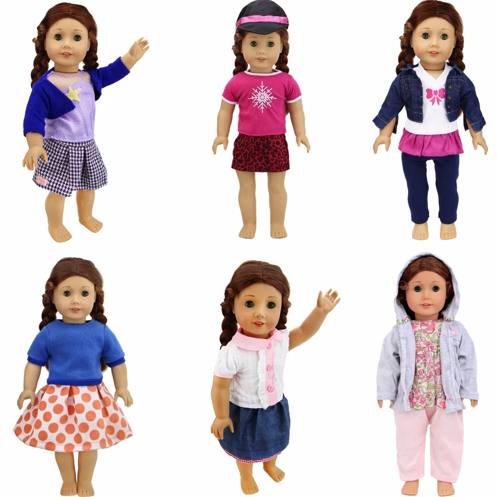 

High Quality Fashion Outfit Colorful Mixed Style Dress Coat Cute Pattern Skirt Pants Clothes For American Girl Doll Accessories