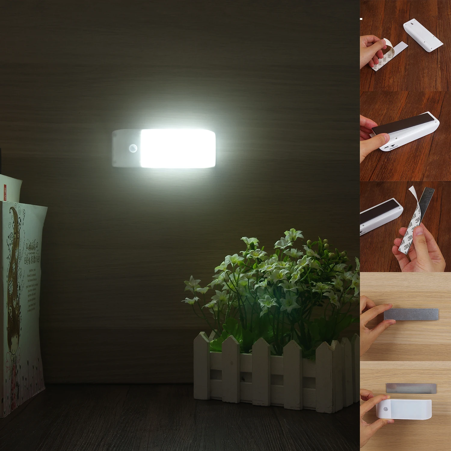 

Motion Sensor Mini 12 LED Night Light Closet Lamp Wireless Wall Light USB Charge Home Light for Under Kitchen Cabinets