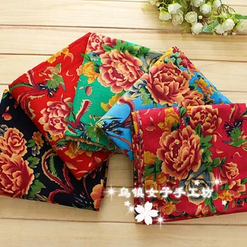 

Meter Printed Peony Phoenix Floral Cloth Dresses Tissu Linen And Cotton Sewing Textile Tablecloth Home Decorative Fabric 2023BL