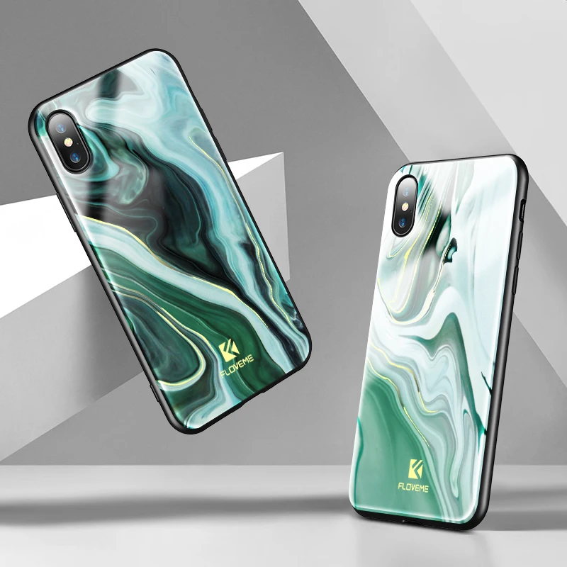 

FLOVEME Luxury Marble Case For iPhone 7 8 Plus Soft Silicone Agate Cover For iPhone X 7 8 Plus Hard Plastic Back Shell Capa Bag