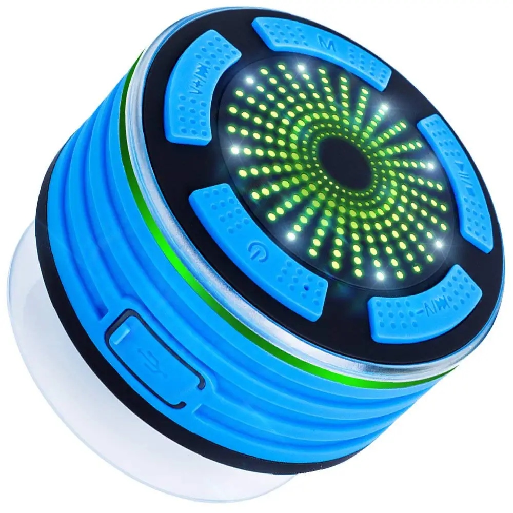 Bluetooth Динамик с FM радио IPX7 Водонепроницаемый душ светодиодный настроение огни USB