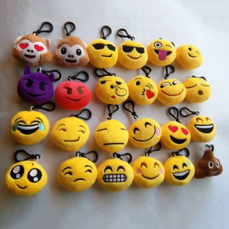 

Cute Cartoon QQ Wechat Emoji Keychain Plush Keyring Emoticon Bag Hanger Phone Chain pendant key buckle creative toys gifts