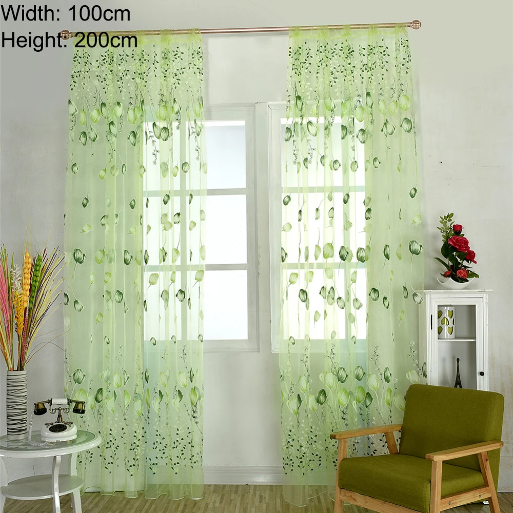 

Tulip Flower Yarn Sheer Window Curtain Beads Tassel Door Scarf Drapes Window Decor Kitchen Flower Yarn Sheer