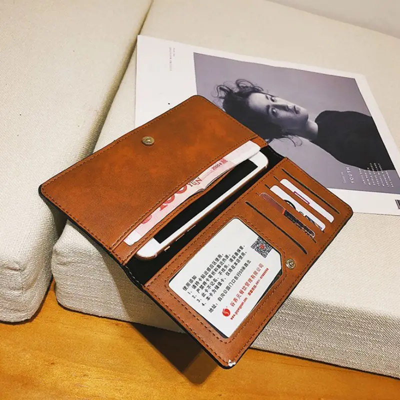Woman Vintage Wallet Big With Phone Pocket Clutch Bag Leather Wallet Card Holder Long Ladies Portefeuille Femme Coin Pocket 2019