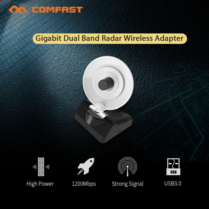 

Comfast 1200M Gigabit High Power Dual Band 3.0 Radar Wireless Adapter 5.8Ghz long range pc WiFi Receiver Adaptador WiFi antenna