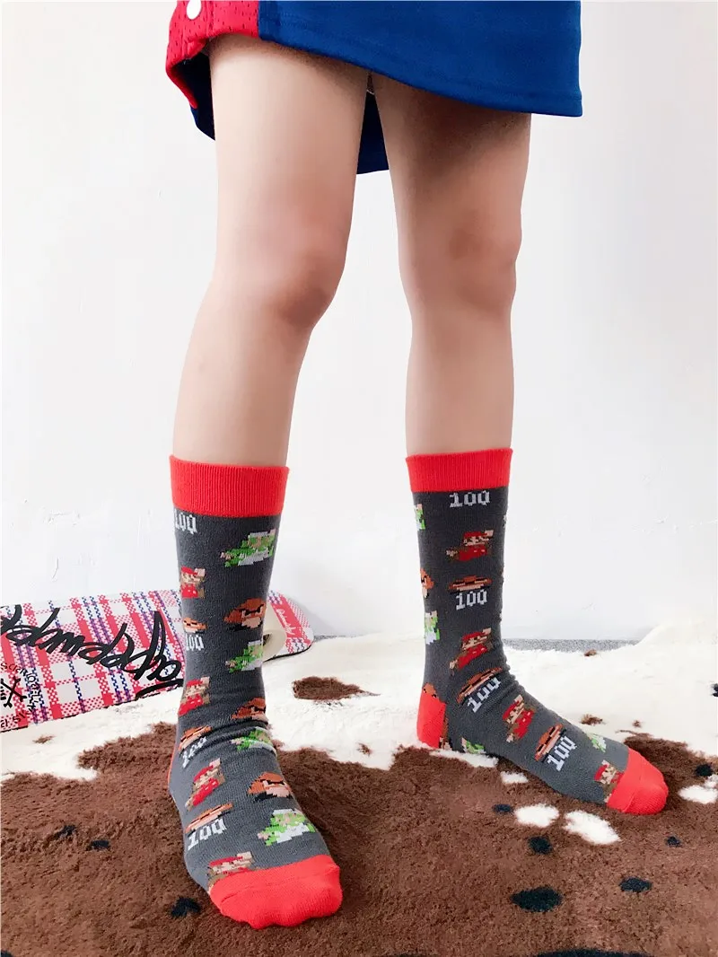 Новинка; хлопковые мужские и женские носки с круглым вырезом; забавные носки в стиле Харадзюку; милые носки с героями мультфильмов; носки с героями аниме; рождественские носки для скейтборда; подарок