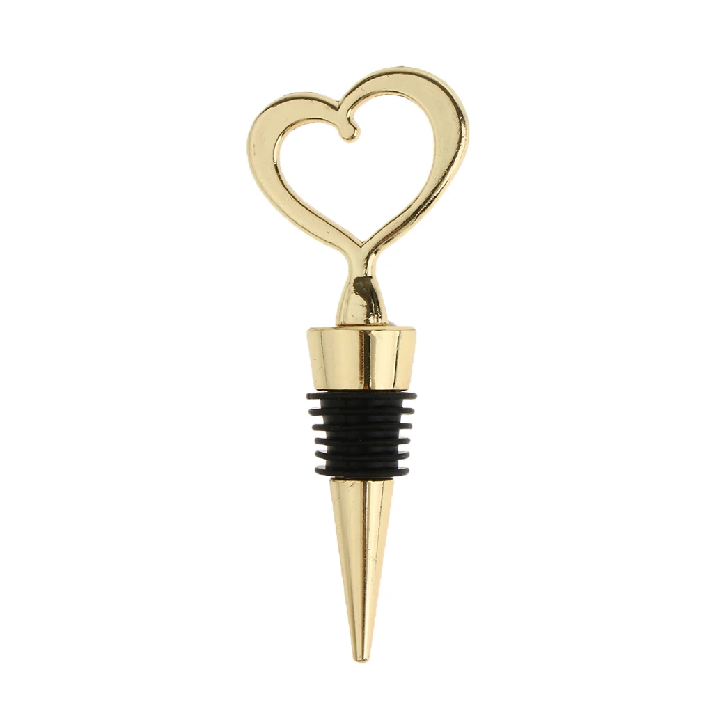 

Gold Zinc Alloy Heart Design Wine Bottle Stopper Novelty Gift Wedding Favor Festive & Party Supplies