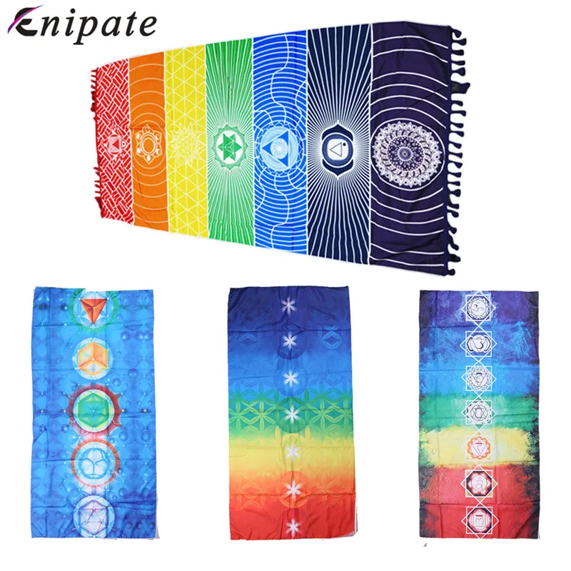 Enipate Cotton/Polyester Rainbow Blanket Bohemia India Mandala Beach Mat Tapestry Throw Yoga Sleeping Pad 7 Colors | Дом и сад
