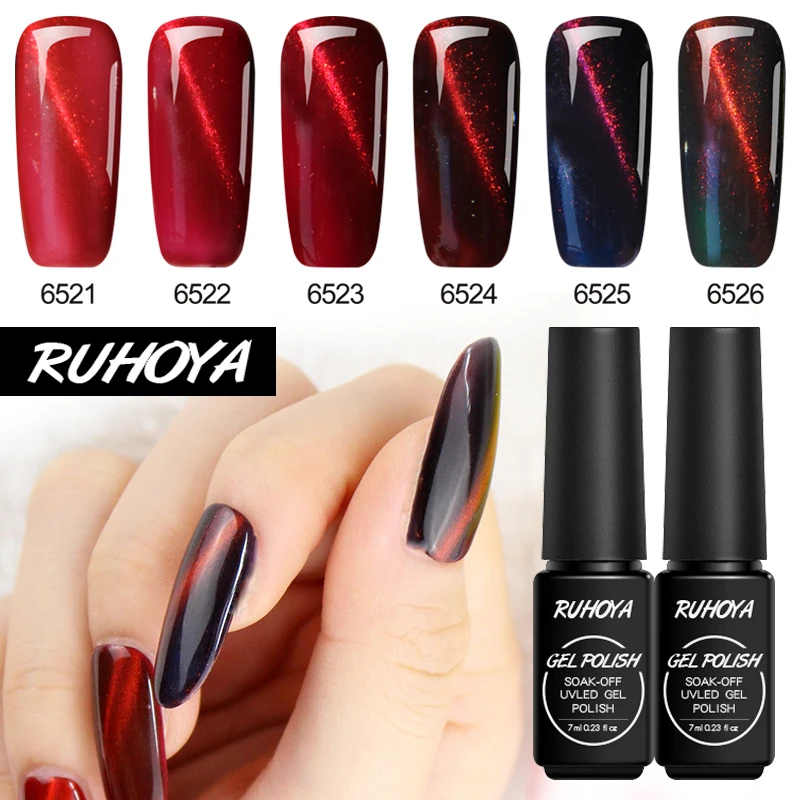 Гель для ногтей Ruhoya Cat Eye Line не двигающийся 8 мл Полупостоянный 3D эффект магнитная