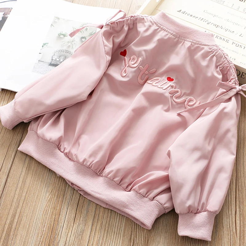 Girls Jacket 2019 Spring New Children's Clothing Fashion Letter Embroidery Stand Collar Long-Sleeved Zipper Trend | Детская одежда