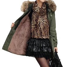 2016 women’s parkas army green & Black high quality winter jacket coat Large fur collar hooded woman outwear parkas TOP